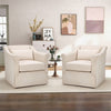 Bonzy Home 360° Swivel Accent Chair, Upholstered Fabric Leisure Armchair with Removable Cushions, Off-white