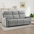 Bonzy Home Power Reclining 3-Seater Sofa — Fabric Electric Recliner with Cup Holders, USB & Type-C Charging Ports and Hidden Storage, Light Grey