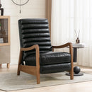 Bonzy Home Mid-Century Modern PU Leather Recliner with Adjustable Backrest & Footrest – Solid Wood Frame Accent Chair for Living Room, Bedroom & Sunroom, Black