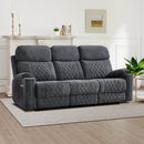 Bonzy Home Power Reclining 3-Seater Sofa — Fabric Electric Recliner with Cup Holders, USB & Type-C Charging Ports and Hidden Storage, Grey