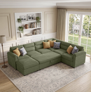 Bonzy Home Modular Corduroy Sectional Sofa with Pull Out Sleeper, Convertible L-Shaped Couch, Free Combination Upholstered Sofa Bed for Living Room