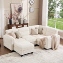 Bonzy Home Modular Convertible Sectional Sofa with Ottoman living room furniture sets, Oat