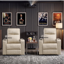 Bonzy Home Electric Recliner Set of 2 for Living Room Home Theater Seating Leather Reclining Chair Sofa Furniture with Cup Holders USB Ports and Hidden Storage, Beige