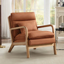 Ebello Mid Century Modern Accent Chair, Double-Padded Reading Armchair with Wood Frame & Lumbar Cushion for Living Room, Bedroom & Office, Brown