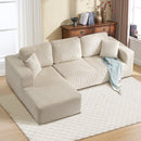 Bonzy Home Sectional Sofa with L-Shape Chaise 111 inch Length,Modern Modular Sofa Upholstered Couch Corduroy Fabric for Living Room Bedroom Beige