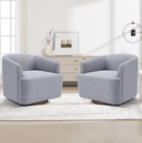 Bonzy Home 360° Swivel Barrel Accent Chair Set of 2, Curved Armrest Reading Chair, Comfy Upholstered Round Lounge Chair for Living Room Bedroom Study, Gray