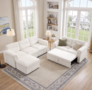 Bonzy Home Modular Corduroy Sectional Sofa with Pull Out Sleeper, Convertible L-Shaped Couch, Free Combination Upholstered Sofa Bed for Living Room