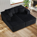 Bonzy Home Sectional Sofa Modern Modular Sofa Upholstered Couch Corduroy Fabric for Living Room Bedroom Black