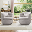 Bonzy Home 360° Swivel Barrel Accent Chair with Lumbar Pillow, Upholstered Fabric Club Chair for Living Room, Bedroom & Reading Room