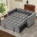 Bonzy Home Pullout Bed Convertible Sofa Bed Versatile Velvet Sofa,55 Inch Couch Adjustable Backrest, Gray