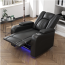 Bonzy Home Electric Power Recliner Chair, Breathable Leather, LED Light, USB Ports, Cup Holders, Hidden Storage, Home Theater Seating
