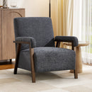 Ebello Mid Century Modern Armchair, Short Plush Fabric Accent Chair with Thick Innerspring Cushion & Solid Wood Frame for Living Room and Bedroom, Dark Gray