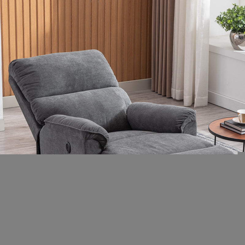 Bonzy Home Reclining Chair Sofa with USB Port Vintage Style Electric Recliner For Living Room and Bedroom, Grey