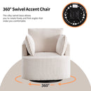 Bonzy Home 360° Swivel Accent Chair — Corduroy Barrel Chair with 3 Pillows, Round Armchair for Living Room & Bedroom, Beige