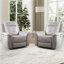 Bonzy Home Power Recliner Chair Set of 2, Electric Adjustable Reclining Sofa with USB Port, Overstuffed Armrest Single Recliner Sofa for Living Room Bedroom, Light Gray