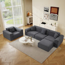 Ebello 2 Pieces Sectional Sofa Set, Oversized Chenille Accent Chair, 3-Seater Convertible Modular Couch Set with Removable Pillows & Ottoman for Living Room, No Assembly Required, Gray