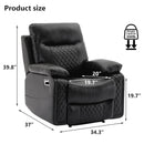 Bonzy Home Recliners Single Recliner Chairs for Adults, Reclining Chair Manual Sofas for Living Room Overstuffed Home Theater Seating PU Leather Reclining Furniture, Black