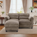 Bonzy Home Modern Loveseat with Ottoman Modular Sectional Sofa Couches for Living Room Entertaining Guests or Relaxing Alone for Small Spaces Apartment Brown