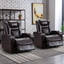 Bonzy Home Electric Recliner Chair Set of 2, Leather Home Theater Seating, Living Room Chair with USB Ports and Cup Holders Brown