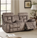 Bonzy Home Reclining Loveseat 2-Seat Manual Recliner Sofa with Hidden Armrest Cup Holders, Breathable Fabric, Camel
