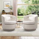 Bonzy Home 360° Swivel Barrel Accent Chair with Lumbar Pillow, Upholstered Fabric Club Chair for Living Room, Bedroom & Reading Room