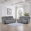 Bonzy Home Recliner Sofa Set with Adjustable Backrest, Living Room Furniture Set Loveseat Recline with Console & 3‑Seat Sofa Gray