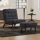 Bonzy Home Upholstered Accent Chair with Ottoman, Armless Lounge Chair for Bedroom and Living Room, Comfortable Padded Seat with Wood Legs, Modern Indoor Slipper Chair