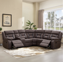 Bonzy Home 5-Seater Recliner Sofa with Central Console, Hidden Storage Space & Cup Holders, Ideal Couch for Living & Office Meeting Rooms