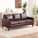 Bonzy Home 77" Mid-Century Modern Sofa — 3-Seat Faux Leather Couch, Small-Space Black Sofa with Padded Cushions