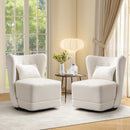 Bonzy Home Pair of 360° Swivel Accent Chairs with Pillow – Upholstered Living Room Armchairs, Set of 2