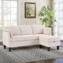 Bonzy Home L-Shaped Modular Sectional Sofa with Storage & Movable Ottoman, Convertible 3-Seat Reversible Chaise Corduroy Couch for Living Room, Breathable Beige Fabric, Modern Design