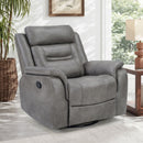 Bonzy Home Leather Recliner Chair, 360°Swivel Rocker, Manual Reclining Chair with Adjustable Backrest & Footrest for Living Room,Gray