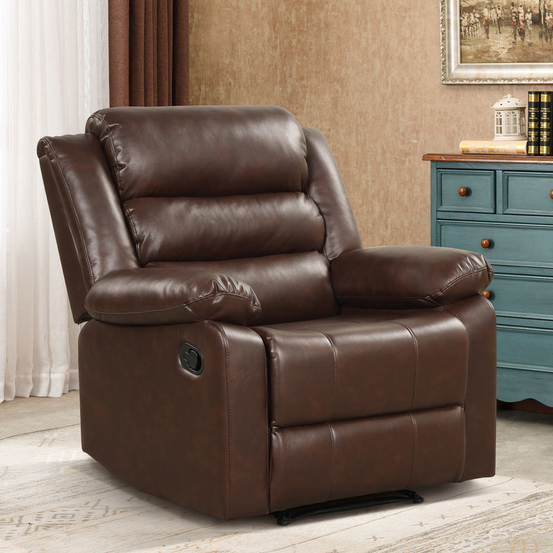 Bonzy Home Recliner Comfortable Arms and Back Faux Leather Single Reclining Chair Sofa for Living Room Bedroom, Brown