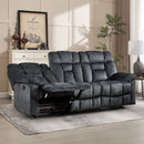 Bonzy Home Fabric Manual 3-Seat Reclining Sofa — Wide Backrests & Headrests, Gray