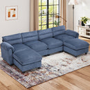 Bonzy Home Modular Sectional Sofa Couches for Living Room U-Shaped Sofa Blue