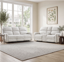 Bonzy Home Manual Reclining Sofa Set with Adjustable Backrest, Living Room Recliner Sofa Set for Adult with Loveseat & 3‑Seat Sofa, Couch Recliners for Living Room Furniture, White