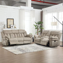 Bonzy Home Manual Recliner Sofa Set with Console Loveseat Reclining Chair Theater Seating Living Room Furniture Set Cup Holders,Adjustable Backrest Hidden Arm Storage Camel