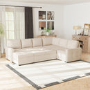 Bonzy Home Sectional Sofa Bed with Storage and Pull-Out Sofa Couch for Living Room Beige