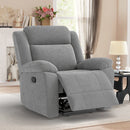 Bonzy Home Extra Wide Manual Recliner Chair in Soft Brown Fabric, Overstuffed Recliner, Gray