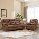 Bonzy Home Manual Recliner Sofa Set – Faux Leather Reclining Living Room Furniture with Recliner Chair & 3‑Seat Sofa
