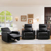 Bonzy Home Electric Recliner for Living Room Home Theater Seating Leather Reclining Chair Sofa Furniture with Cup Holders USB Ports and Hidden Storage, Black, Set of 3