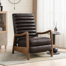 Bonzy Home Mid-Century Modern PU Leather Recliner with Adjustable Backrest & Footrest – Solid Wood Frame Accent Chair for Living Room, Bedroom & Sunroom, Brown