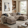 Bonzy Home Modular Sectional Sofa Couches for Living Room U-Shaped Sofa with Ottoman Brown