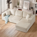 Bonzy Home Sectional Sofa 111 inch Length with L-Shape Chaise,Modern Modular Sofa Upholstered Couch Corduroy Fabric for Living Room Bedroom Beige