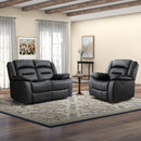 Black Faux Leather Power Recliner Chair + Loveseat Set