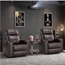 Bonzy Home Electric Recliner Set of 2 for Living Room Home Theater Seating Leather Reclining Chair Sofa Furniture with Cup Holders USB Ports and Hidden Storage, Brown