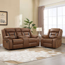 Bonzy Home Manual Recliner Sofa Set – Faux Leather Reclining Living Room Furniture with Single Recliner Chair & Loveseat Recliner Sofa