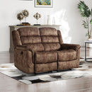 Bonzy Home Fabric Manual Loveseat Recliner with Center Console, Hidden Storage & Cup Holders — Dual Manual Reclining Sofa for Living Room & Meeting Room