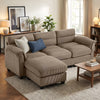 Bonzy Home Modular Sectional Sofa With Ottoman, Ultra‑Comfort Seating – Configurable for Living Room & Family Room; Brown