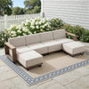 Bonzy Home Outdoor Wicker Sofa Set, Rattan Patio Conversation Sets - 4 Seater L-Shaped Wicker Sofa with Thick Cushions, Corner Seating and 2 Ottomans, Beige